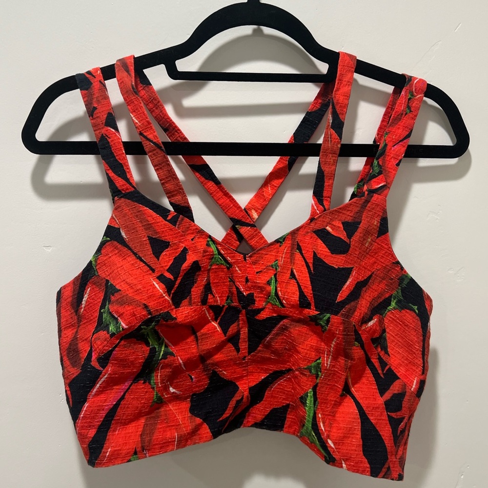 TOPSHOP - Red Chili Crop Top - Black/Red - Excellent Condition